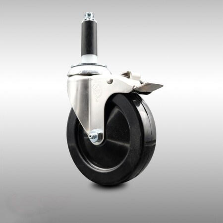 Service Caster 5 Inch 316SS Soft Rubber Swivel 3/4 Inch Expanding Stem Caster Lock Brake SCC SCC-SS316TTLEX20S514-SRS-34